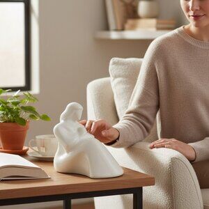 VTG Haeger Mother And Child  Figurine Statue Stoneware White MCM Art Deco